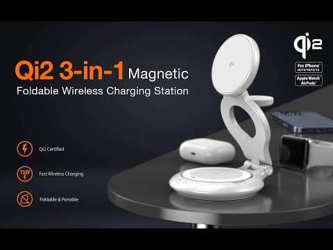 j5create | Qi2 3-in-1 Magnetic Foldable Wireless Charging Station | JUPW3415