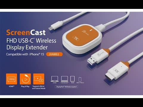 j5create | ScreenCast FHD USB-C® Wireless Display Extender | JVAW61