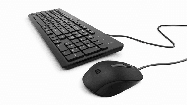 21C1 - HP 100 Wired Mouse and Keyboard Combination Ultra-simple 360 Spin