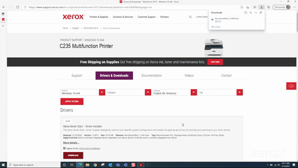 Xerox B225 Multifunction Printer: Windows Driver Setup