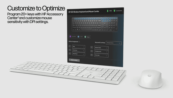 22C1 - HP 650 Wireless Keyboard and Mouse Combo CPS Annotated 360 Spin