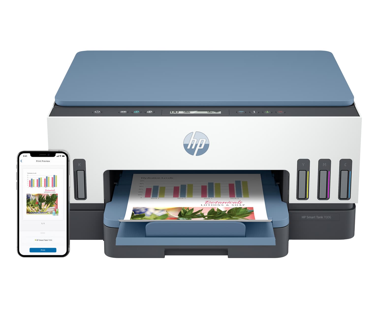 HP Smart Tank 7006 Wireless All-in-One Color Printer, Two-sided printing; Copier, Scanner