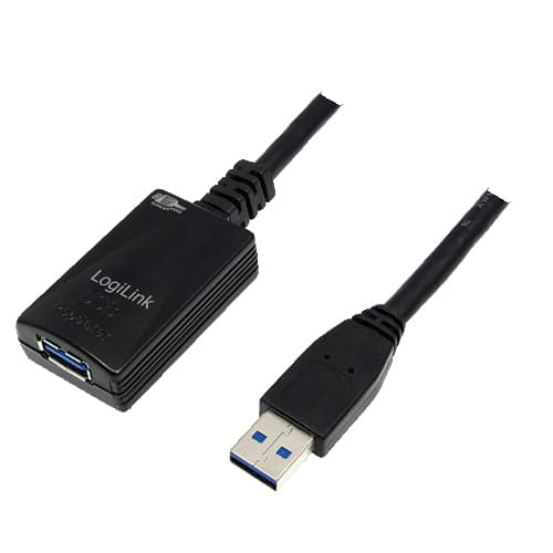 LogiLink 5.0m USB 3.0 M/F USB cable USB 3.2 Gen 1 (3.1 Gen 1) 5 m USB A 5 Gbit/s Black