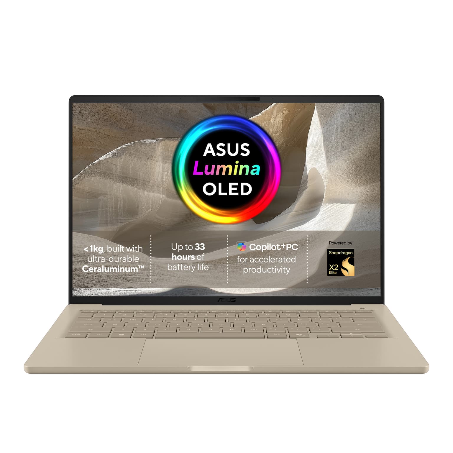 ASUS Zenbook A14 UX3407NA-QD148W Copilot+ PC Snapdragon X2E-88-100 Laptop 35.6 cm (14") WUXGA 16 GB LPDDR5x-SDRAM 1 TB SSD Wi-Fi 7 (802.11be) Windows 11 Home Beige