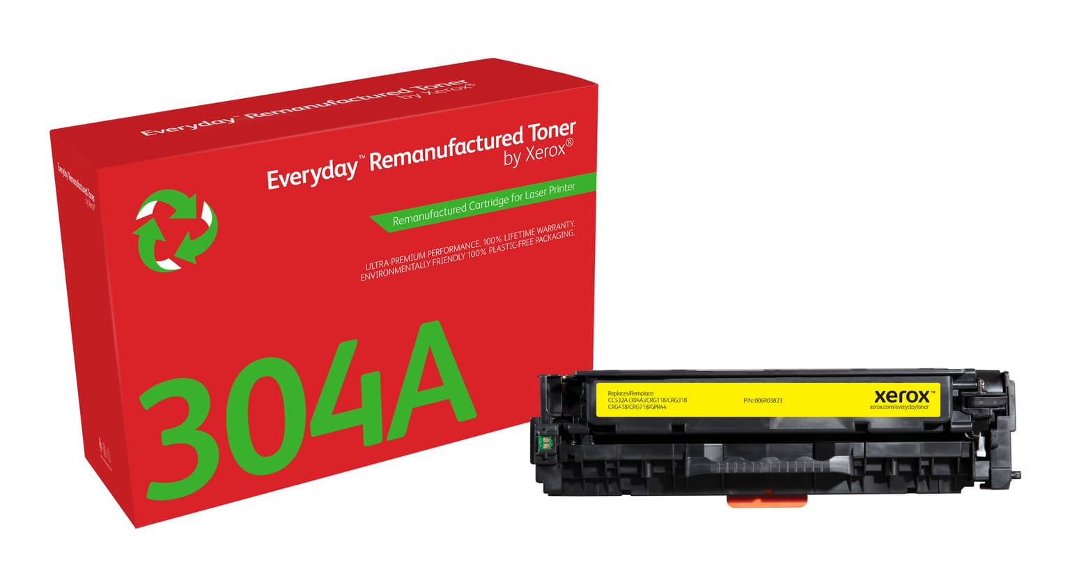 Everyday™ Yellow Remanufactured Toner by Xerox compatible with HP 304A (CC532A), Standard capacity