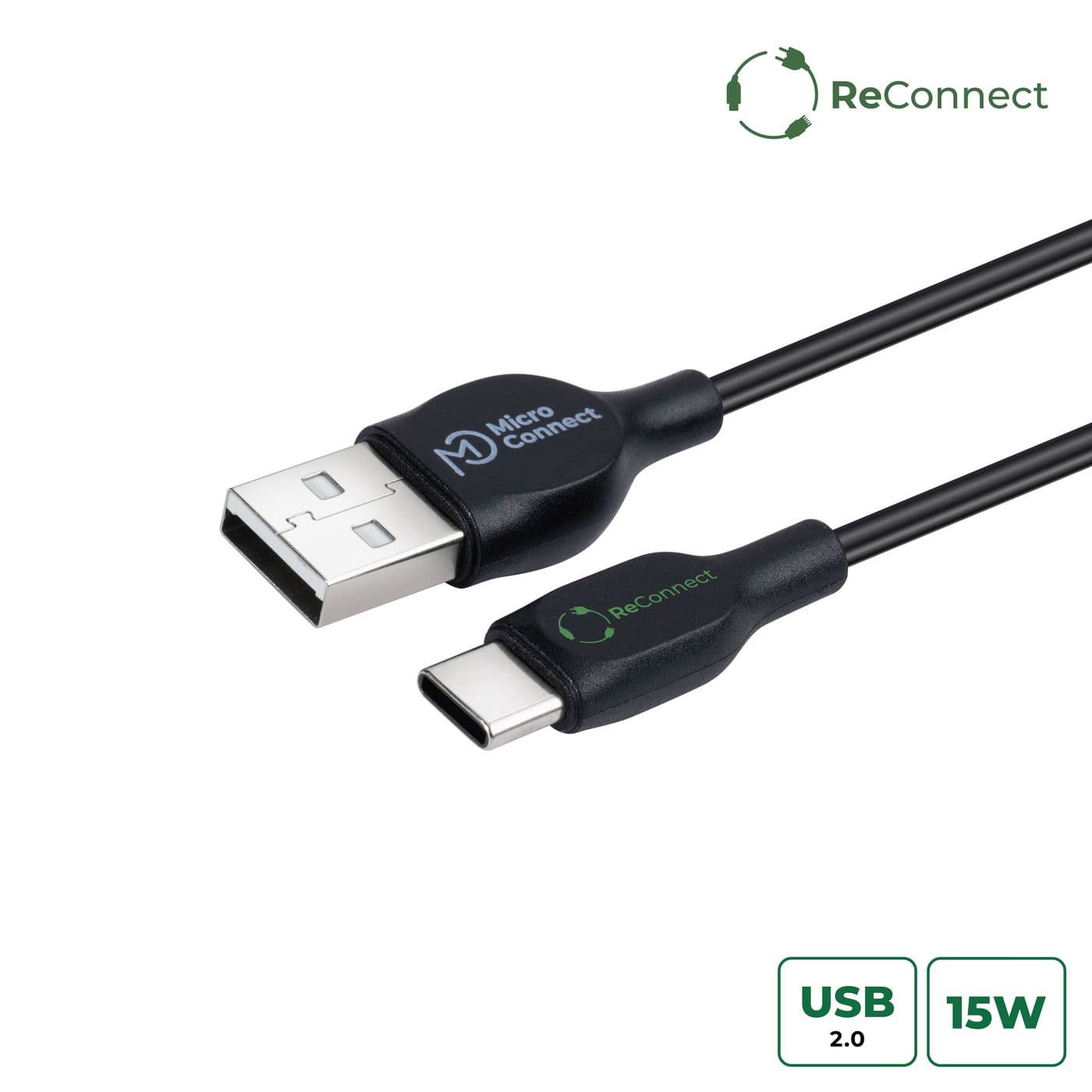 Microconnect ECO-USB3.1CCHAR1B USB cable USB 2.0 1 m USB A USB C Black