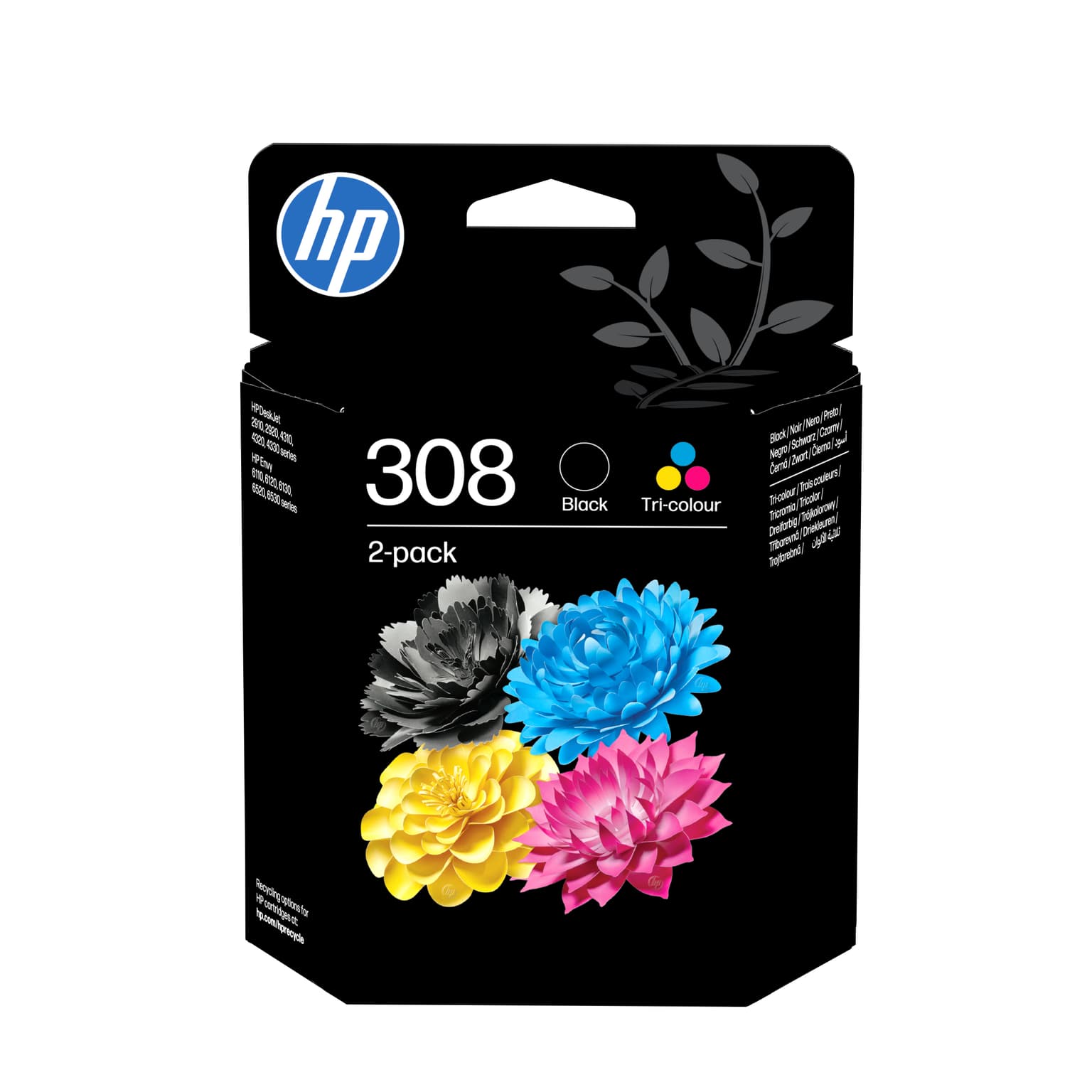 HP 308 2-Pack Black/Tri-color Original Ink Cartridge Combo