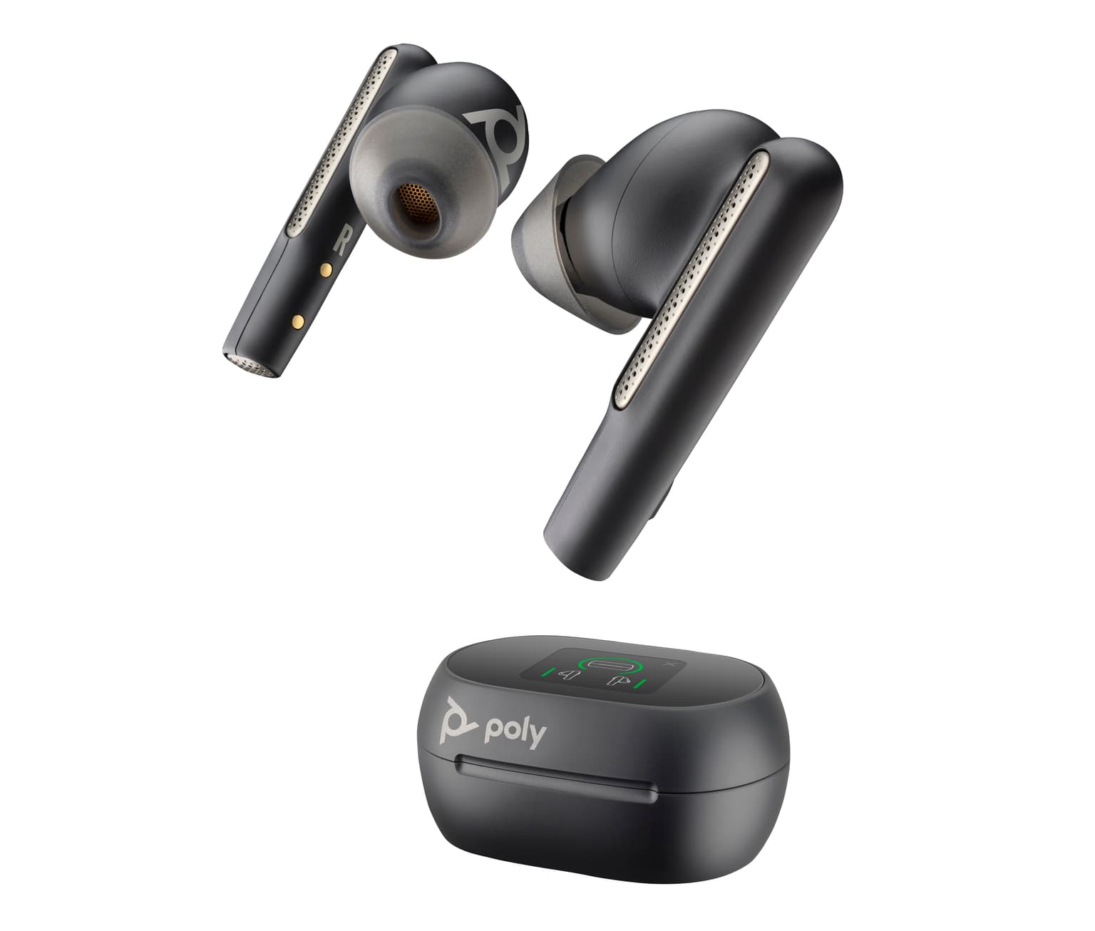 HP Poly Voyager Free 60+ UC Carbon Black Earbuds +BT700 USB-C Adapter +Touchscreen Charge Case