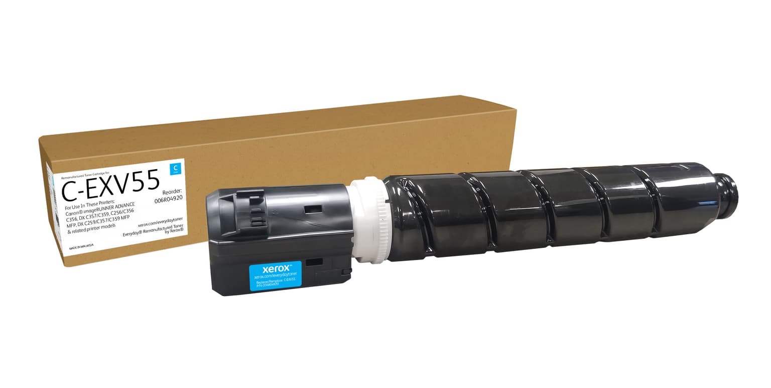 Everyday™ Cyan Remanufactured Toner by Xerox compatible with Canon C-EXV55 (2183C002AA), Standard capacity